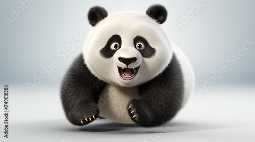 3d cartoon panda on white background