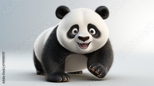 3d cartoon panda on white background