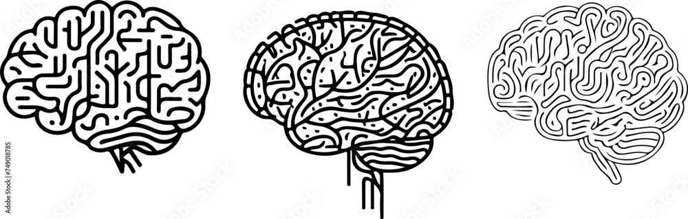 Pixel perfect icon set of brain and neurons. Concept of artificial intelligence. Simple flat design. Isolated on white or transparent background. Pixel perfect icon set of brain and neurons. Concept of artificial intelligence. Simple flat design. Isolated on white or transparent background.