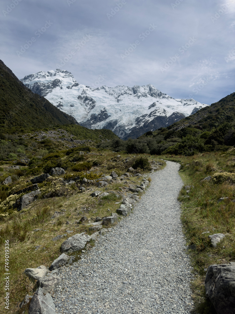 Trail and Mt Sefton, Mt Cook National Park, New Zealand