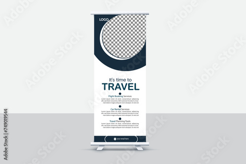 Creative and attractive roll up banner template, vector design.