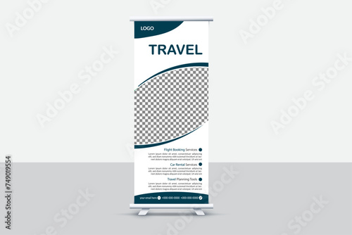 Creative and attractive roll up banner template, vector design.
