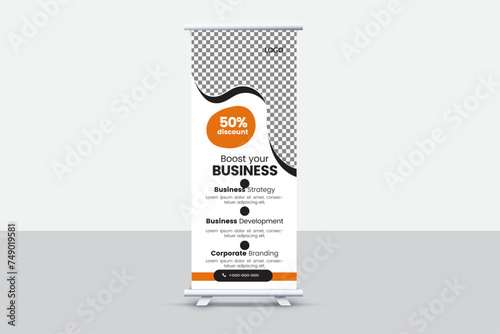 Creative and attractive roll up banner template, vector design.