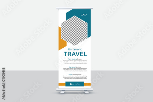 Creative and attractive roll up banner template, vector design.
