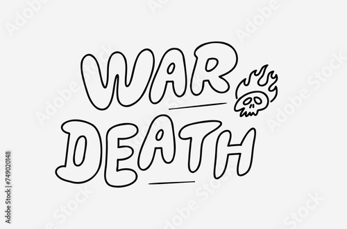 Inscription war death flame effect. Neon sign, vector image, logo.