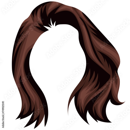 short female brown hairstyle template with side parted hair for female characters