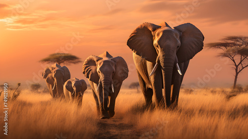 Stunning Spectacle of Africa's Wild - Herd of Elephants, Family of Lions and Flock of Flamingos