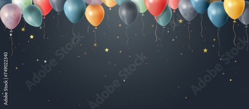 decorated background with rainbow colored balloons