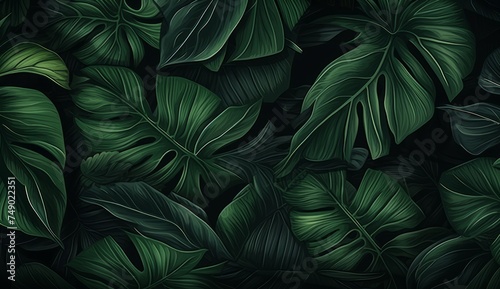 jungle leaves green tropical background