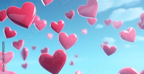 pink hearts flying in the air
