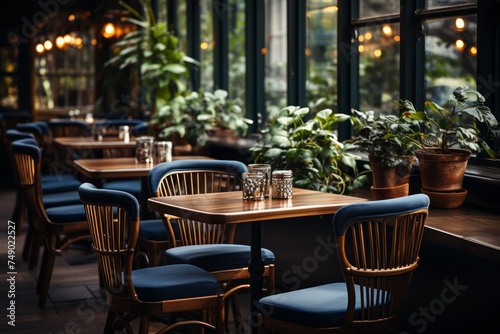 restaurant design in the area wood table and chairs