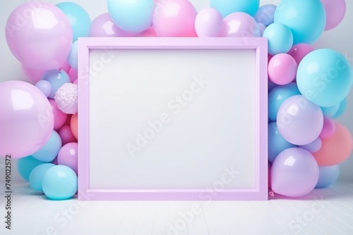 neon frame with balloons around it frame with neon