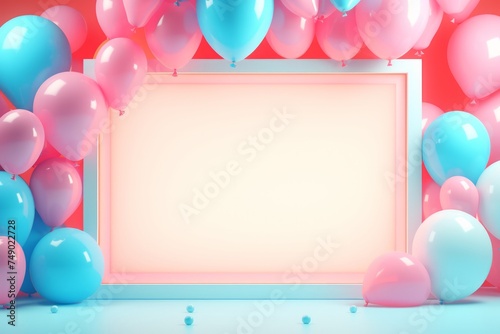 neon balloons surrounding a light frame