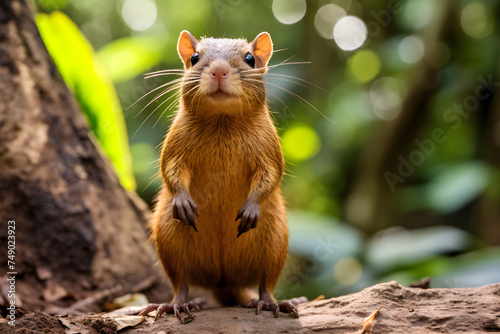 Intriguing Nature: Central American Agouti Rodent in its Natural Habitat © Edith