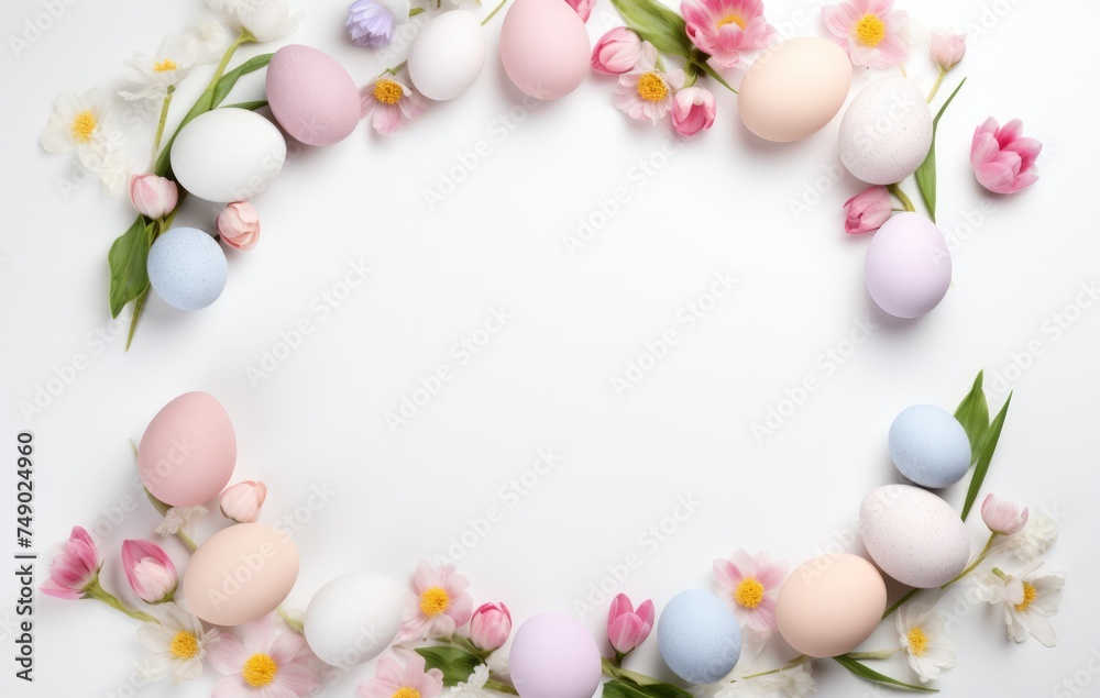 the colored easter eggs are placed around the frame the colored easter eggs are placed around the frame