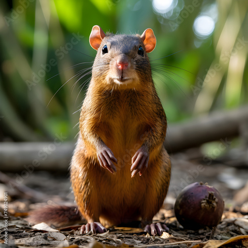 Intriguing Nature: Central American Agouti Rodent in its Natural Habitat