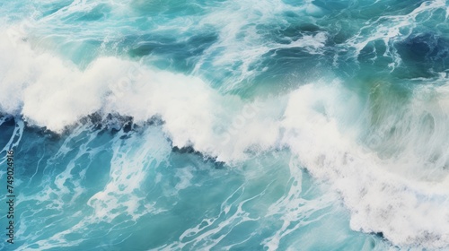 the waves on the ocean are shown from above beach