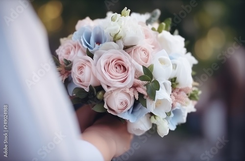 wedding bouquet of bride and groom at the wedding ceremony