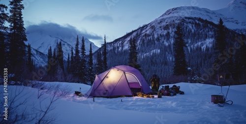 winter camps. camping in your own tent,