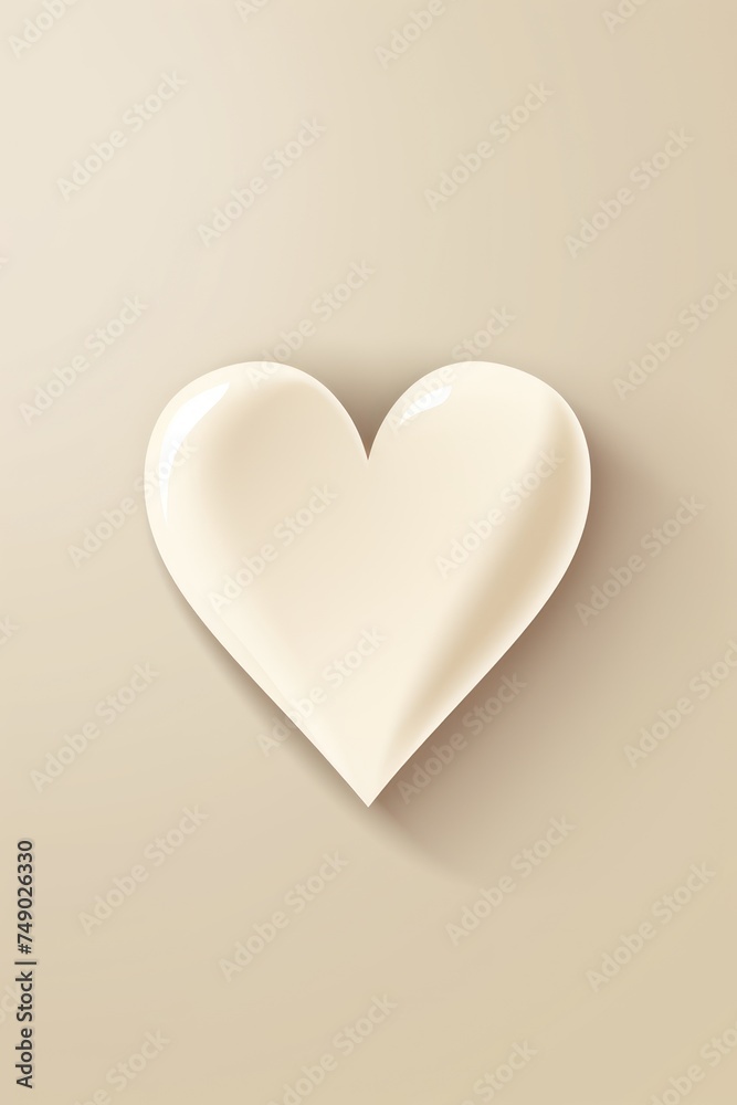 Beige heart isolated on background, flat lay, vecor illustration 