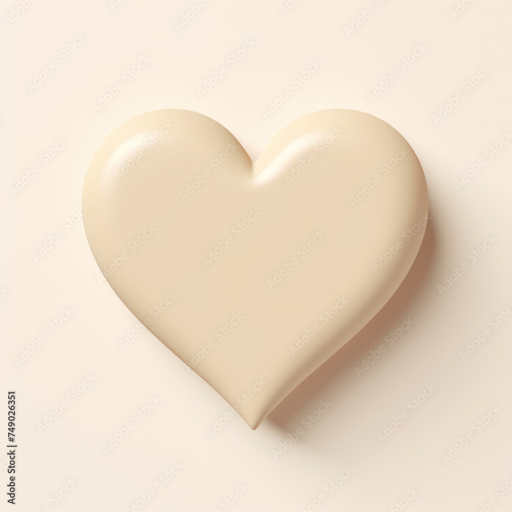 Beige heart isolated on background, flat lay, vecor illustration 