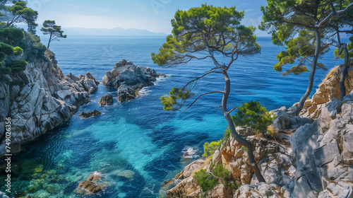 Panoramic view of the coast of the Adriatic Sea in Croatia
