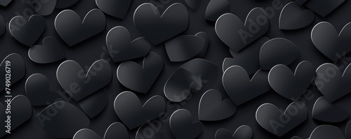 Black heart isolated on background, flat lay, vecor illustration  photo