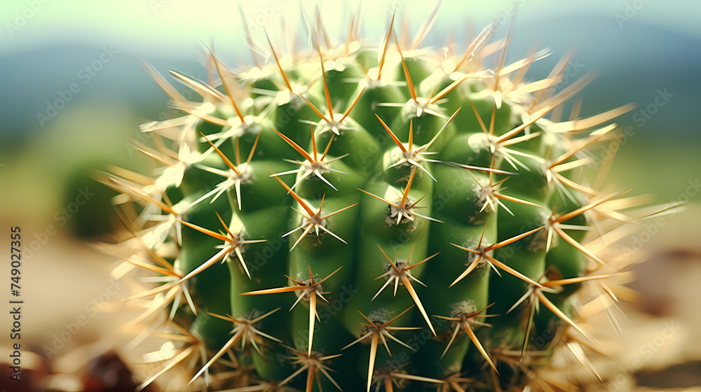Close-up of cactus plant surface with sharp needles Close-up of cactus plant surface with sharp needles