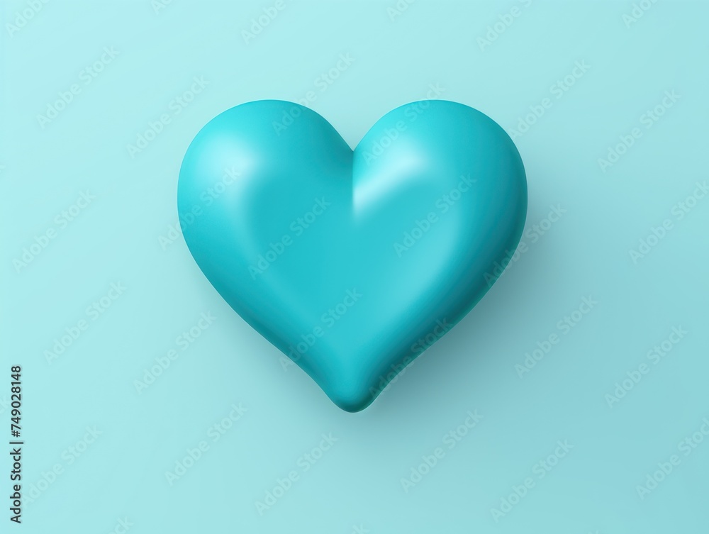 Cyan heart isolated on background, flat lay, vecor illustration 