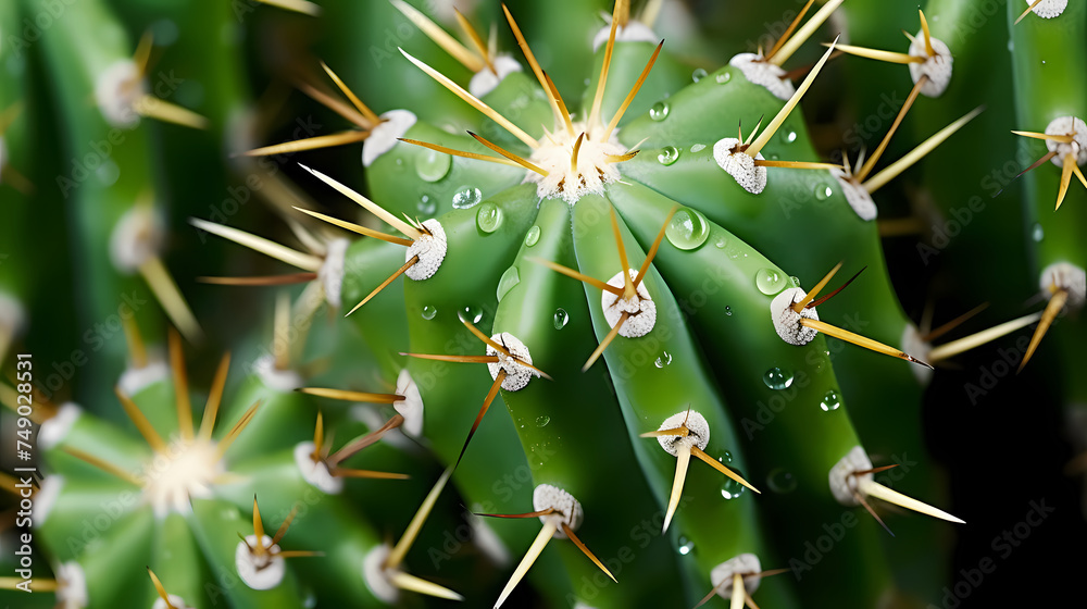 Macro shot of green cactus spines and natural patterns Macro shot of green cactus spines and natural patterns