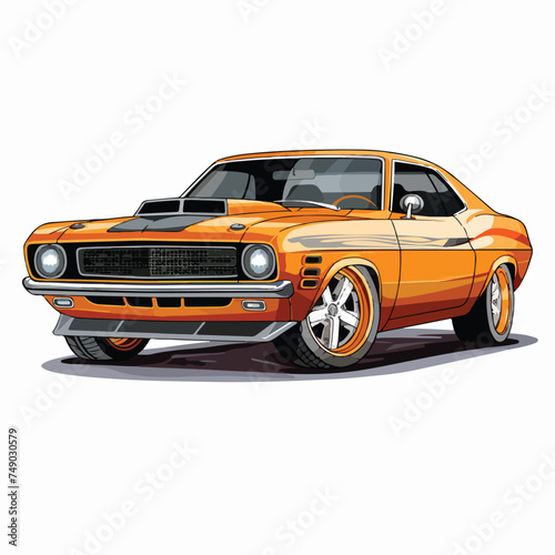 American 70s customized muscle car. Vector EPS10 iso