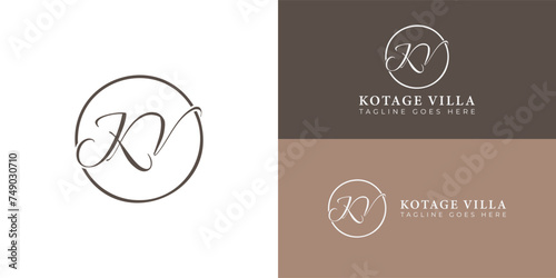 Abstract initial letter KV or VK logo in deep gold color isolated in multiple background colors applied for luxury villa logo also suitable for the brands or companies have initial name VK or KV.