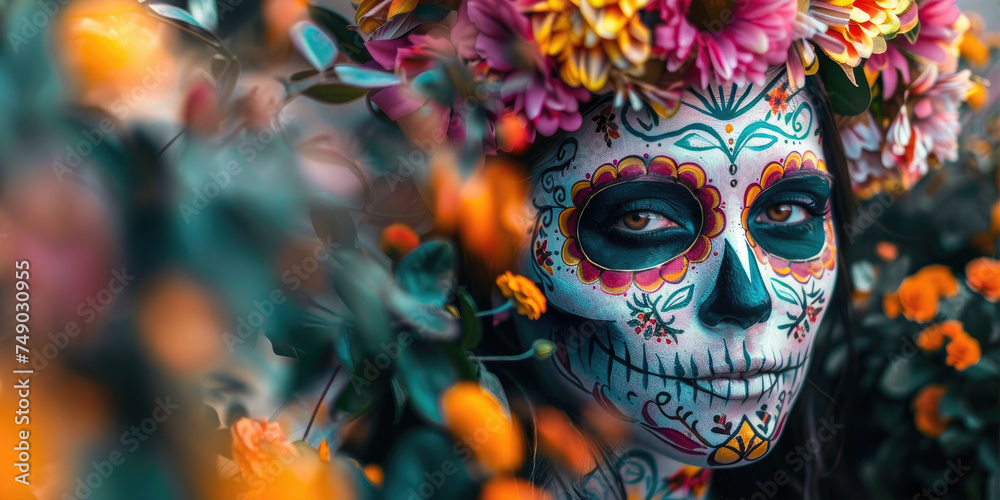Day of the Dead Calavera Mask Background
