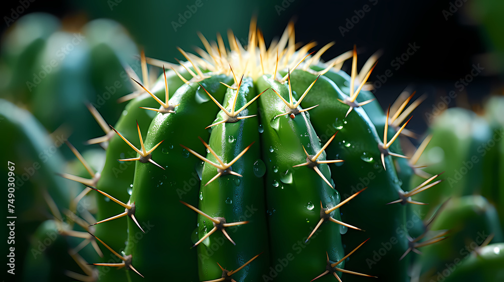 Macro shot of green cactus spines and natural patterns Macro shot of green cactus spines and natural patterns