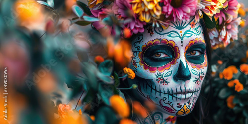 Day of the Dead Calavera Mask Background