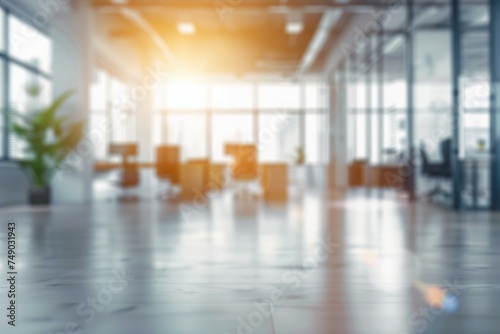 Blurred background of modern office interior  empty open space for design