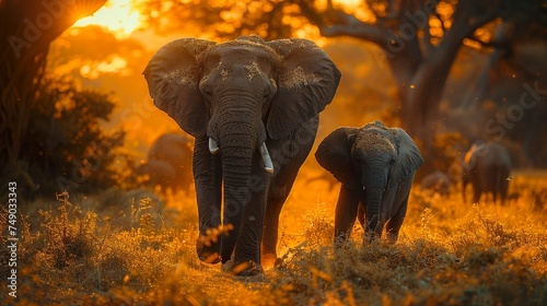 elephant mother with elephant calf