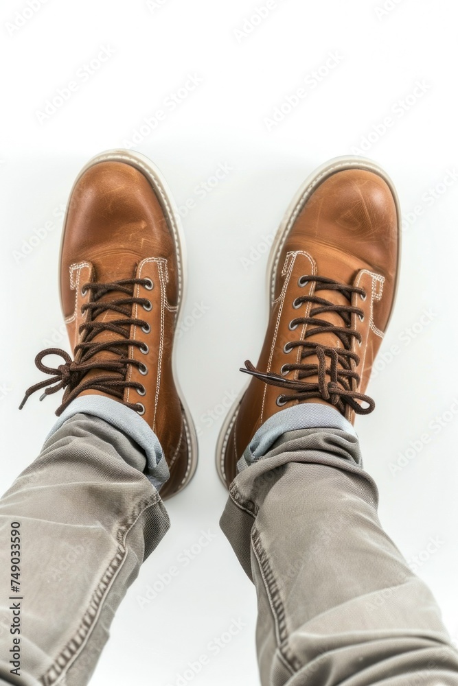 brown men's shoes on a white background