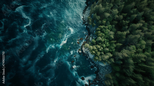 Stunning Drone Capture of Rugged Nordic Coastline: Forest Meets the Churning Sea from Above