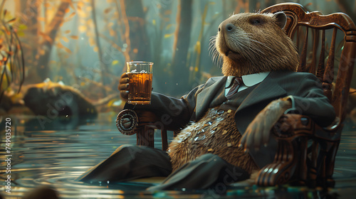 otter with drink photo