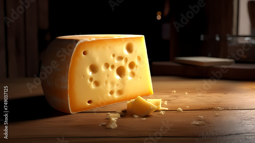 Cheese background, isolated large piece of cheese