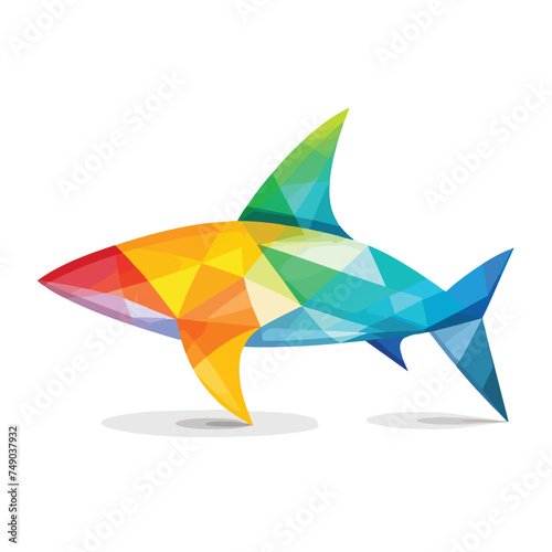 Color tangram in sawfish shape on white background V