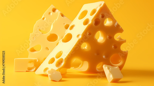 Delicious cheese on the background, yellow cheese on the table