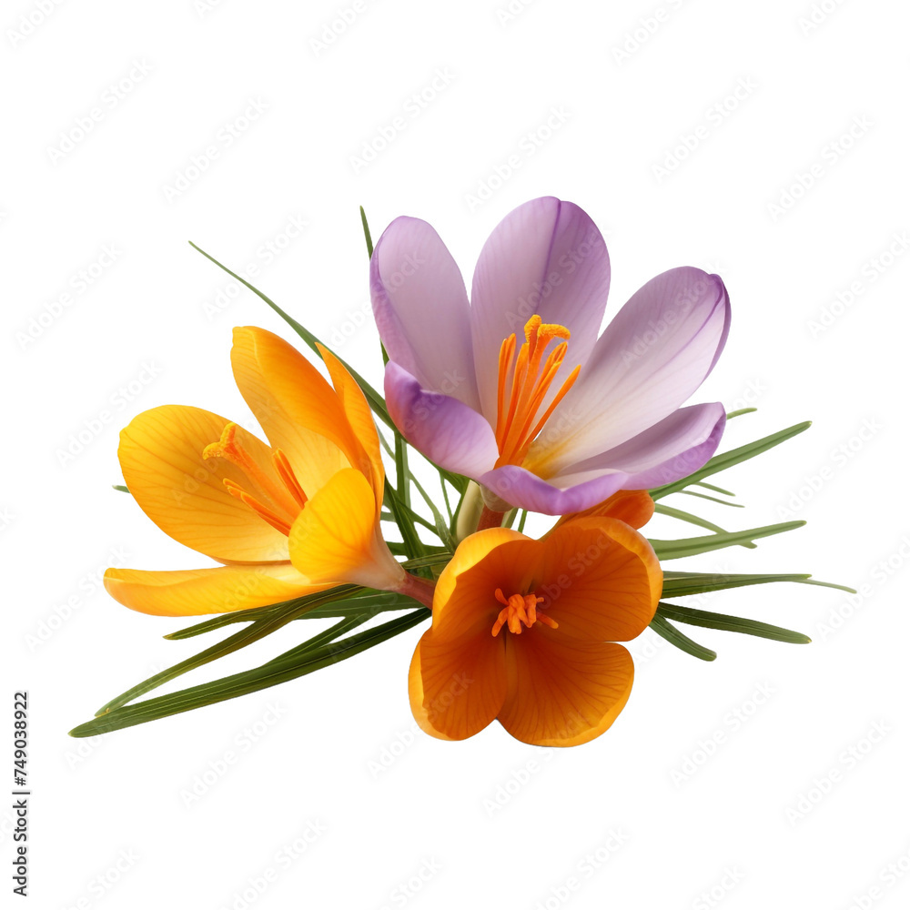 Saffron Crocus isolated on transparent background