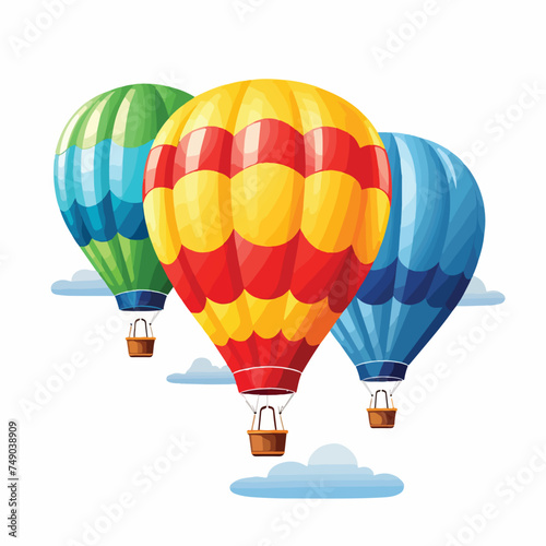 Colorful hot air balloons in the sky isolated on whi