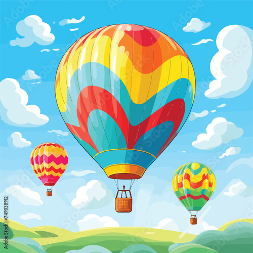 Colorful hot air balloons in the sky isolated on whi