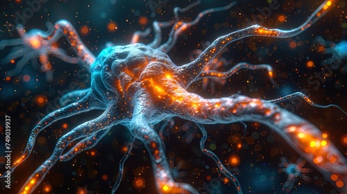 Macro photograph revealing the intricate structure of synapses and neurotransmitter receptors