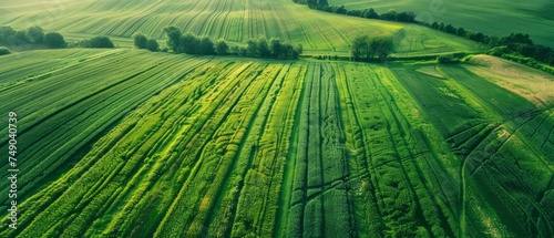 Aerial View of a Green Field