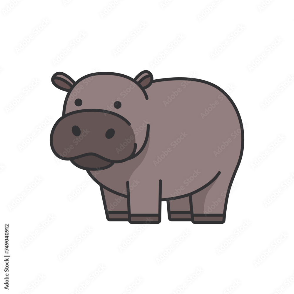Hippopotamus flat icon on white background. Vector illustration.