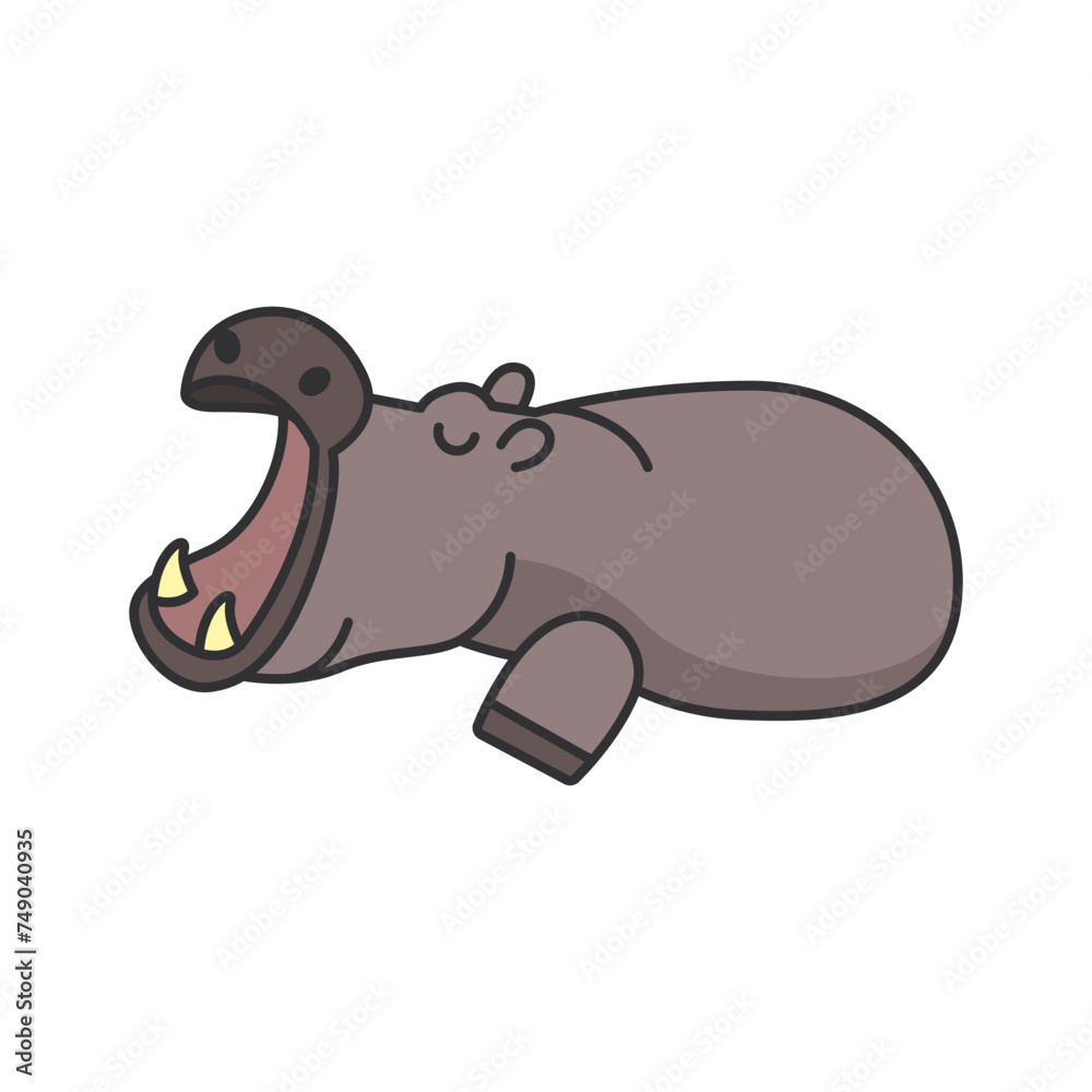 Fototapeta premium Hippopotamus. Vector illustration of a funny hippo.